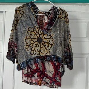 Dries Van Noten Multicolor Printed V-Neck Blouse
